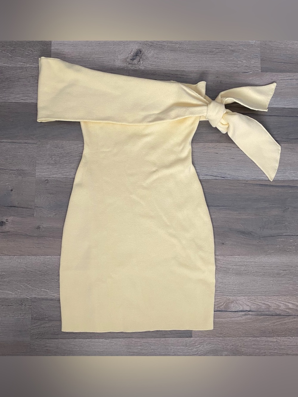 SNDYS Jaymes Yellow Off Shoulder Mini Dress Cotton